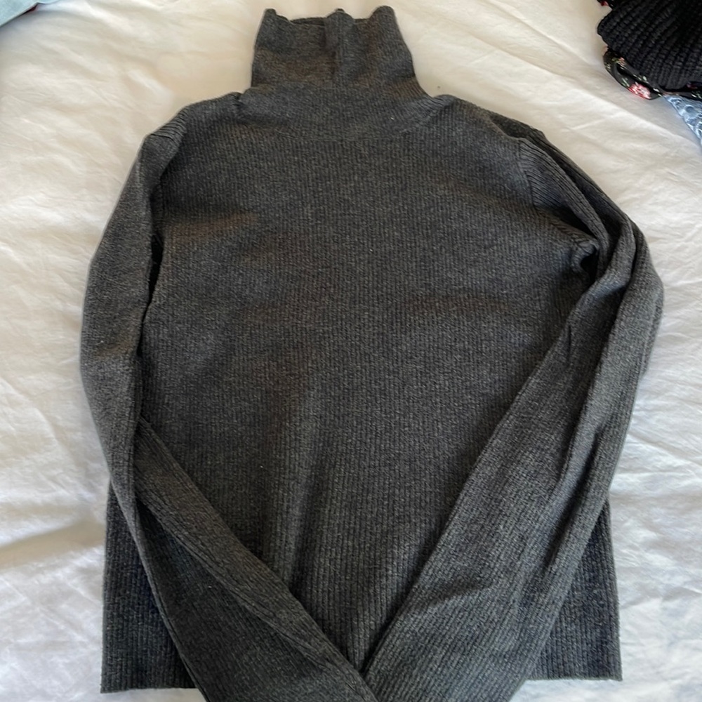 Charcoal gray ribbed turtleneck from Brandy Melville.
